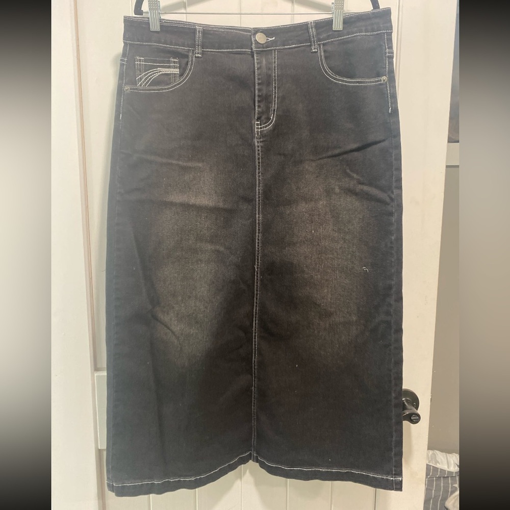 Black Denim Skirt from Willow Brook Boutique